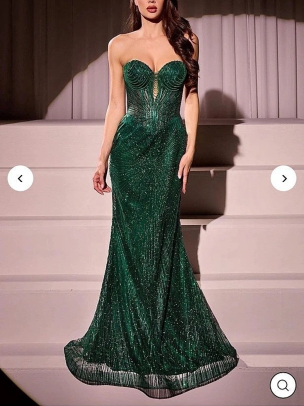 CINDERELLA DIVINE LAJ871 Green Beaded Strapless Maxi Dress